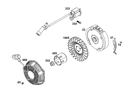 Flywheel, Ignition, And Starter Group Diagram and Parts List for 130G32-0037-H5 100000 - 19Z999 Briggs and Stratton Engine